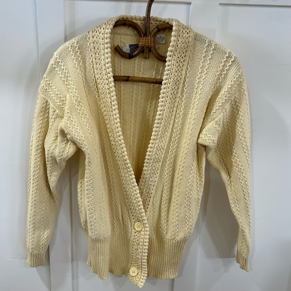 Vintage cable knit cardigan cream ivory